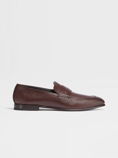 Dark Brown Leather L'Asola Loafers SS24 22117693 | Zegna LT