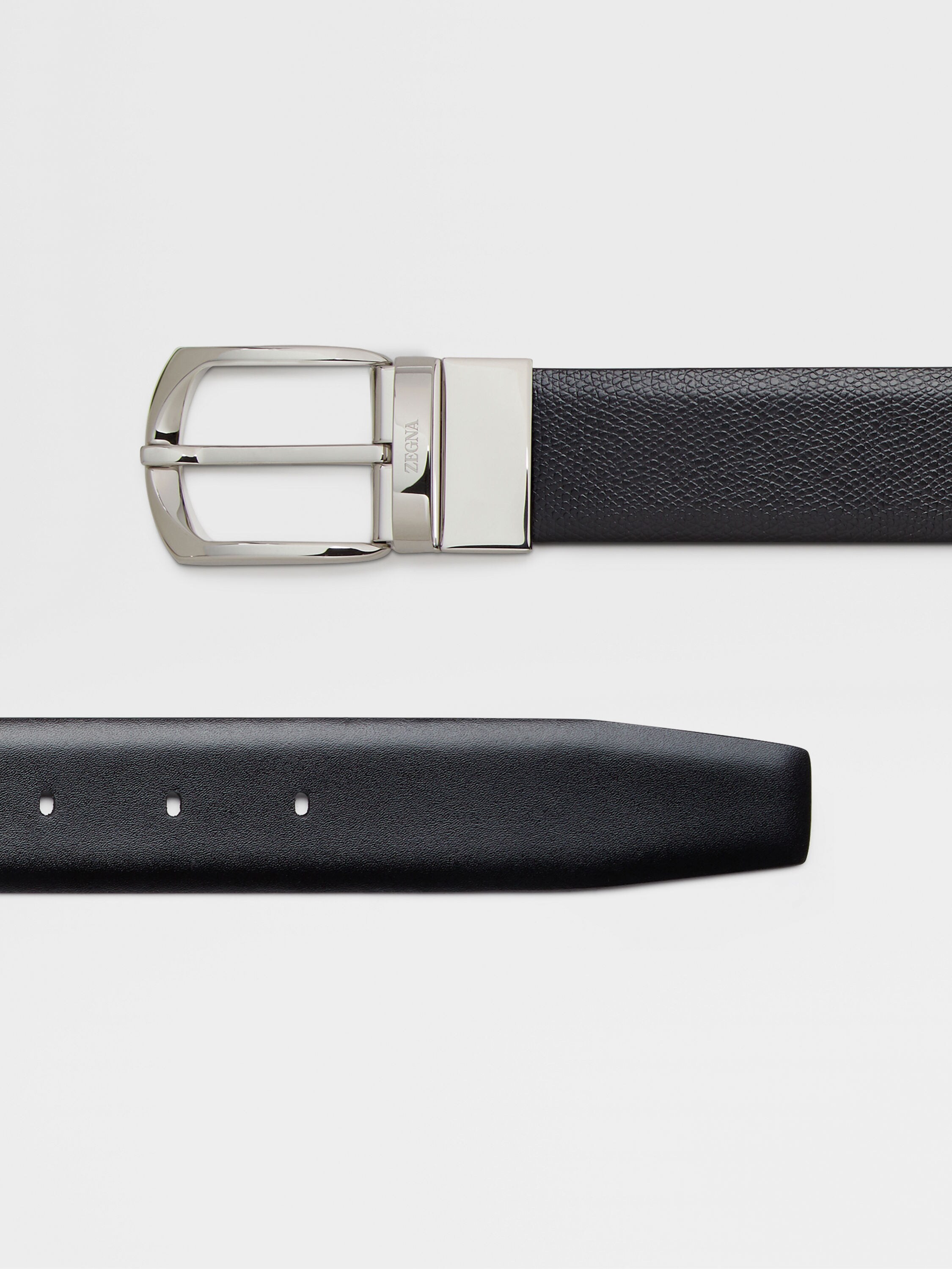 Black Reversible Leather Belt Product detail photo #1