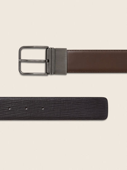 Dark Brown and Black Reversible Leather Belt SS26 35582142 | Zegna LU