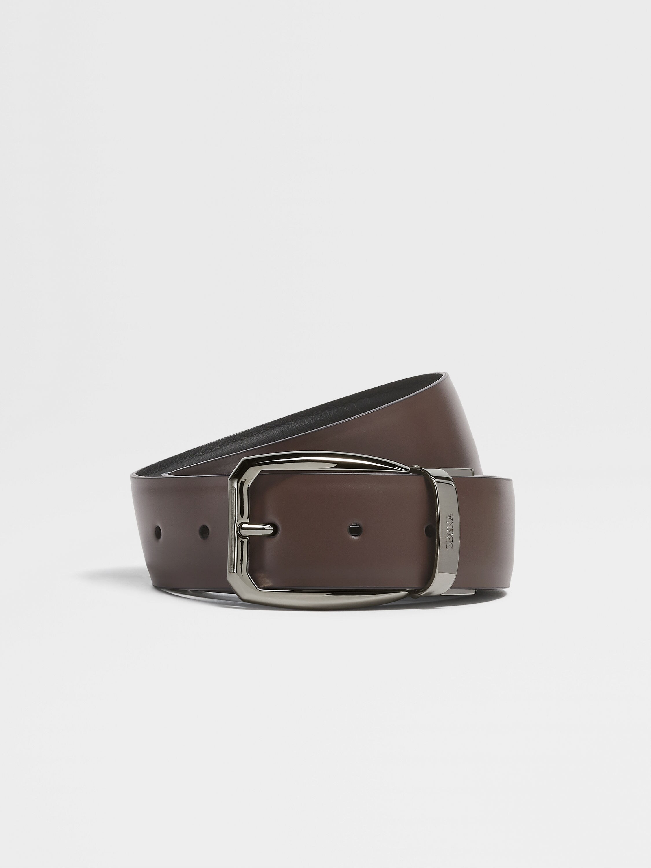 Dark Brown and Black Reversible Leather Belt Main product photo