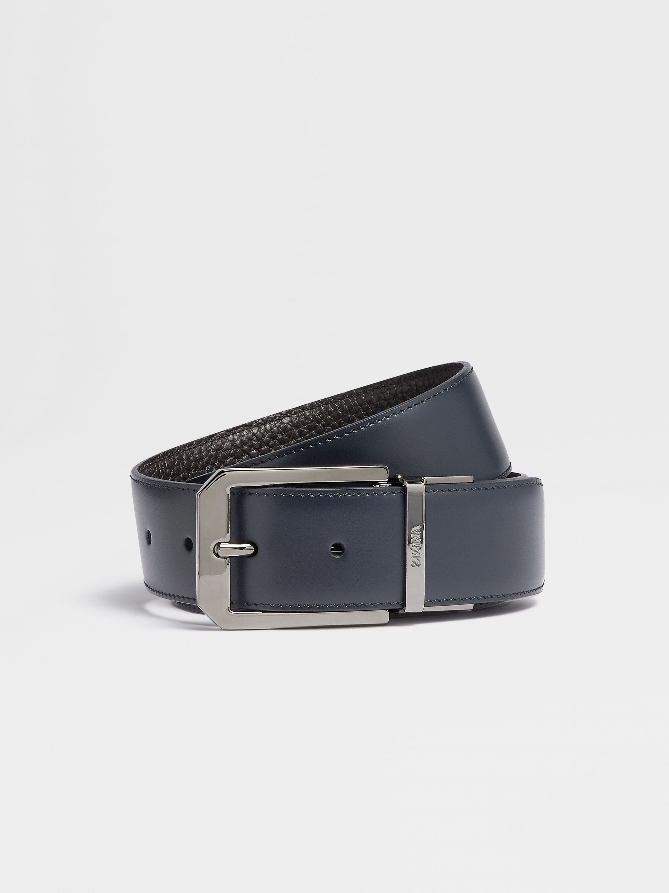 Men's Reversible Leather Black Blue Belt