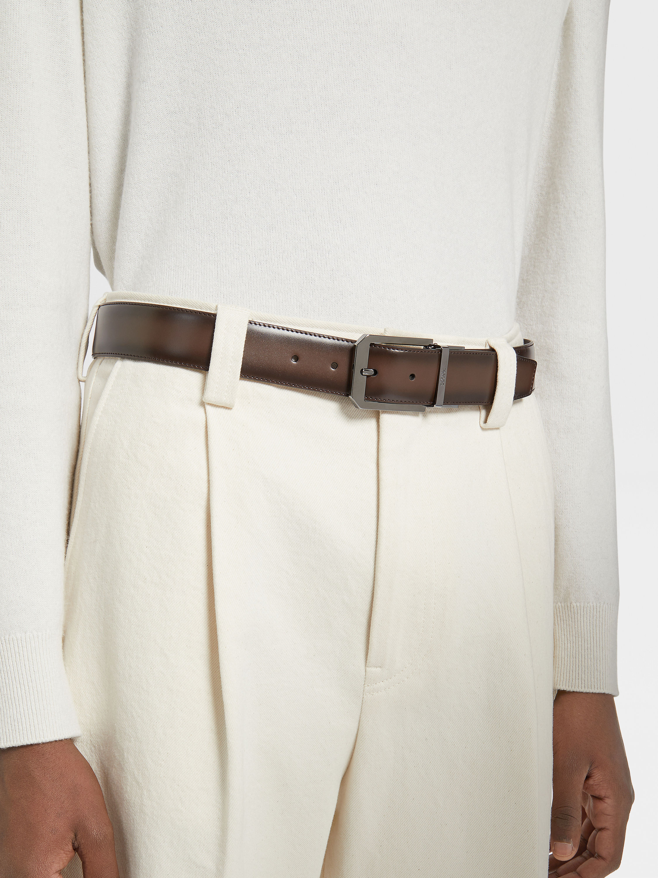 ダークブラウン レザー リバーシブルベルト 製品詳細写真 #2