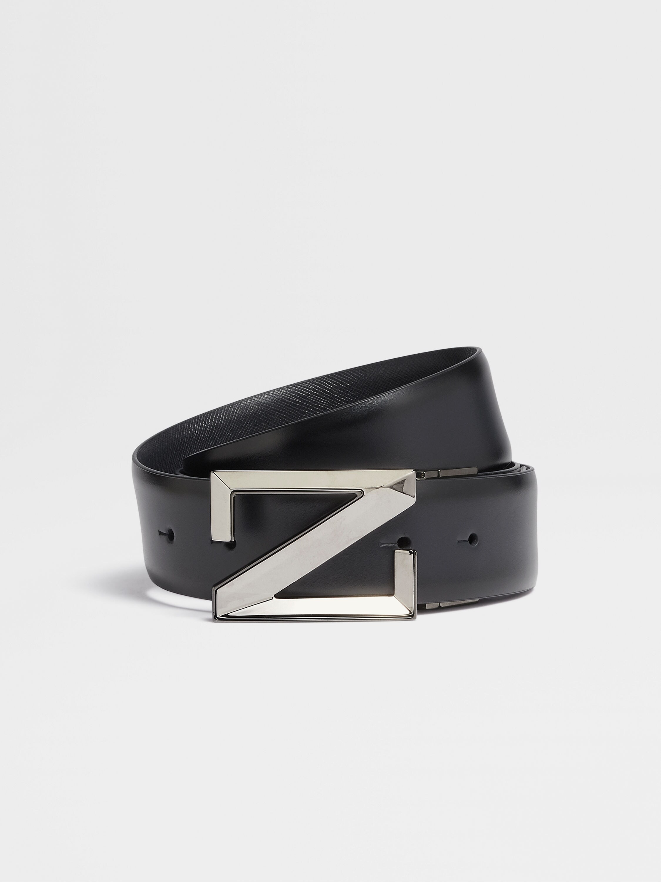 Blue and Navy Blue Reversible Leather Belt 