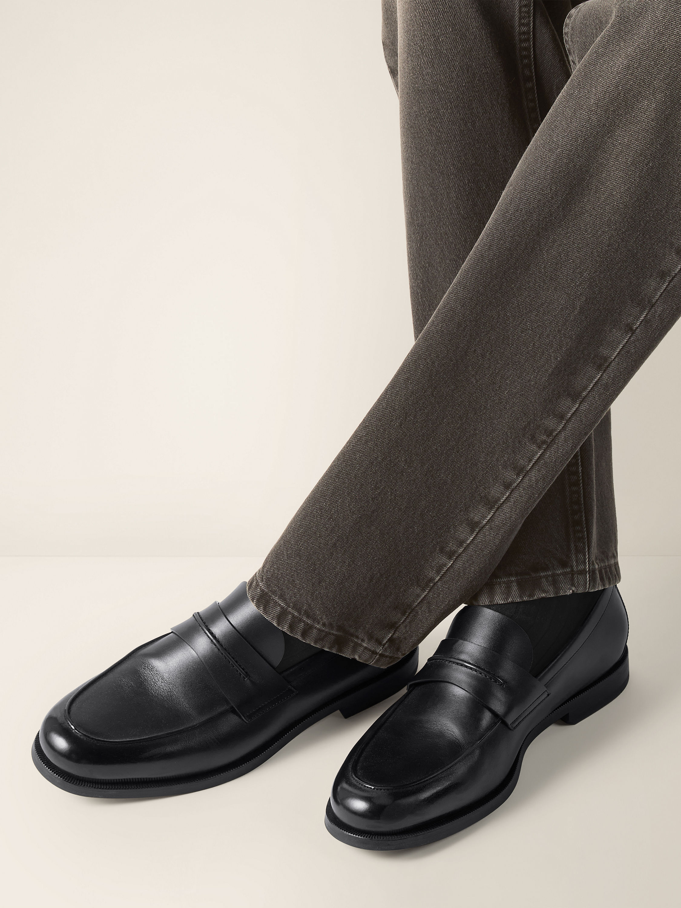 Black Leather Mocassin Corso Loafer Product detail photo #1