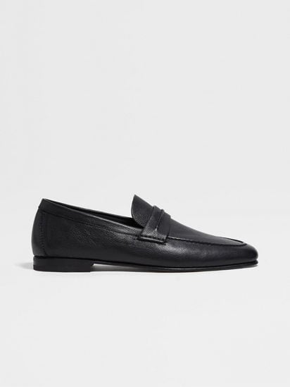 ブラック ナチュラルグレインレザー Mocassinローファー SS25 ブラック ナチュラルグレインレザー Mocassinローファー SS25