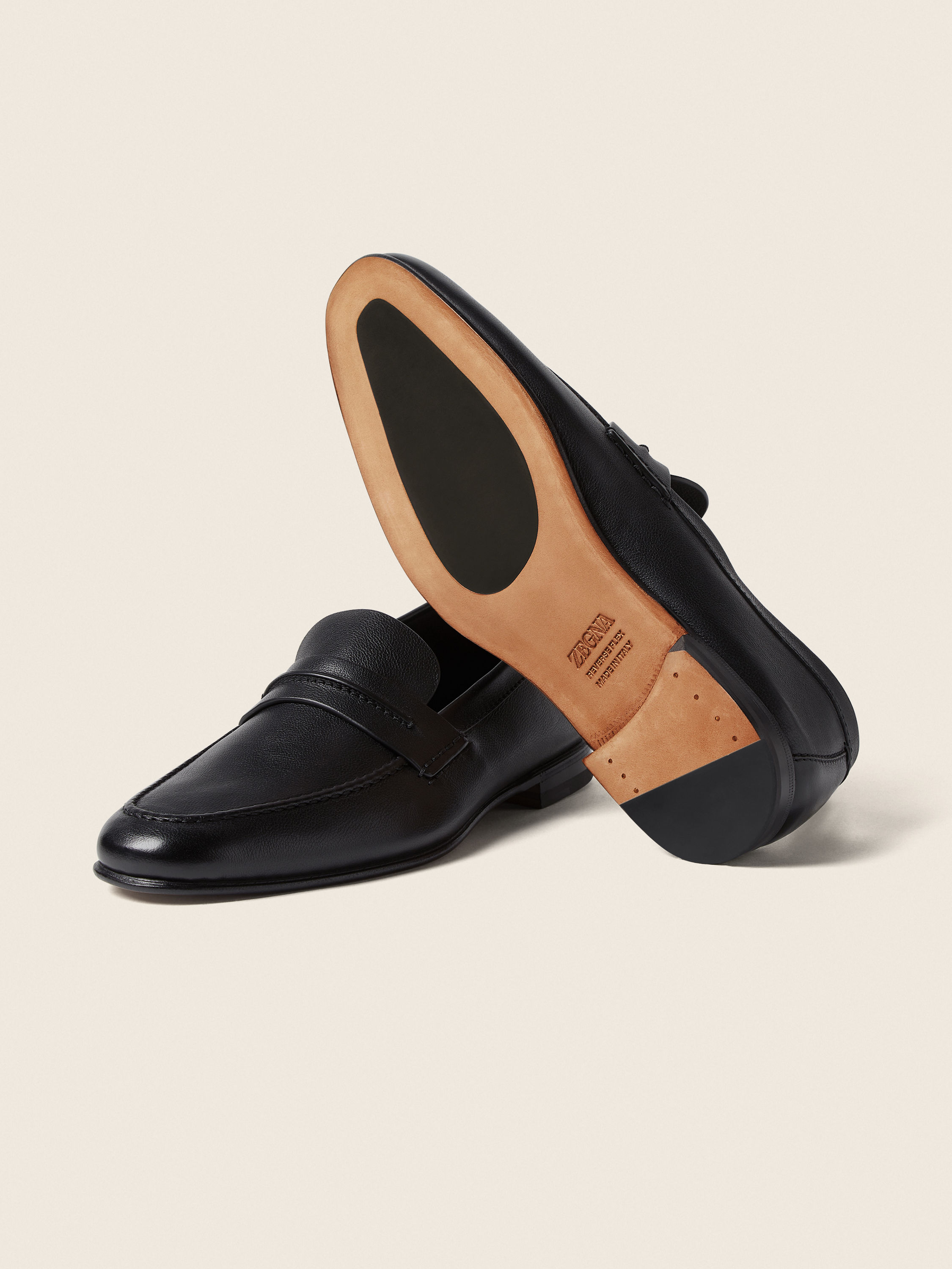 Black Natural Grain Leather Mocassin Loafer Product detail photo #4