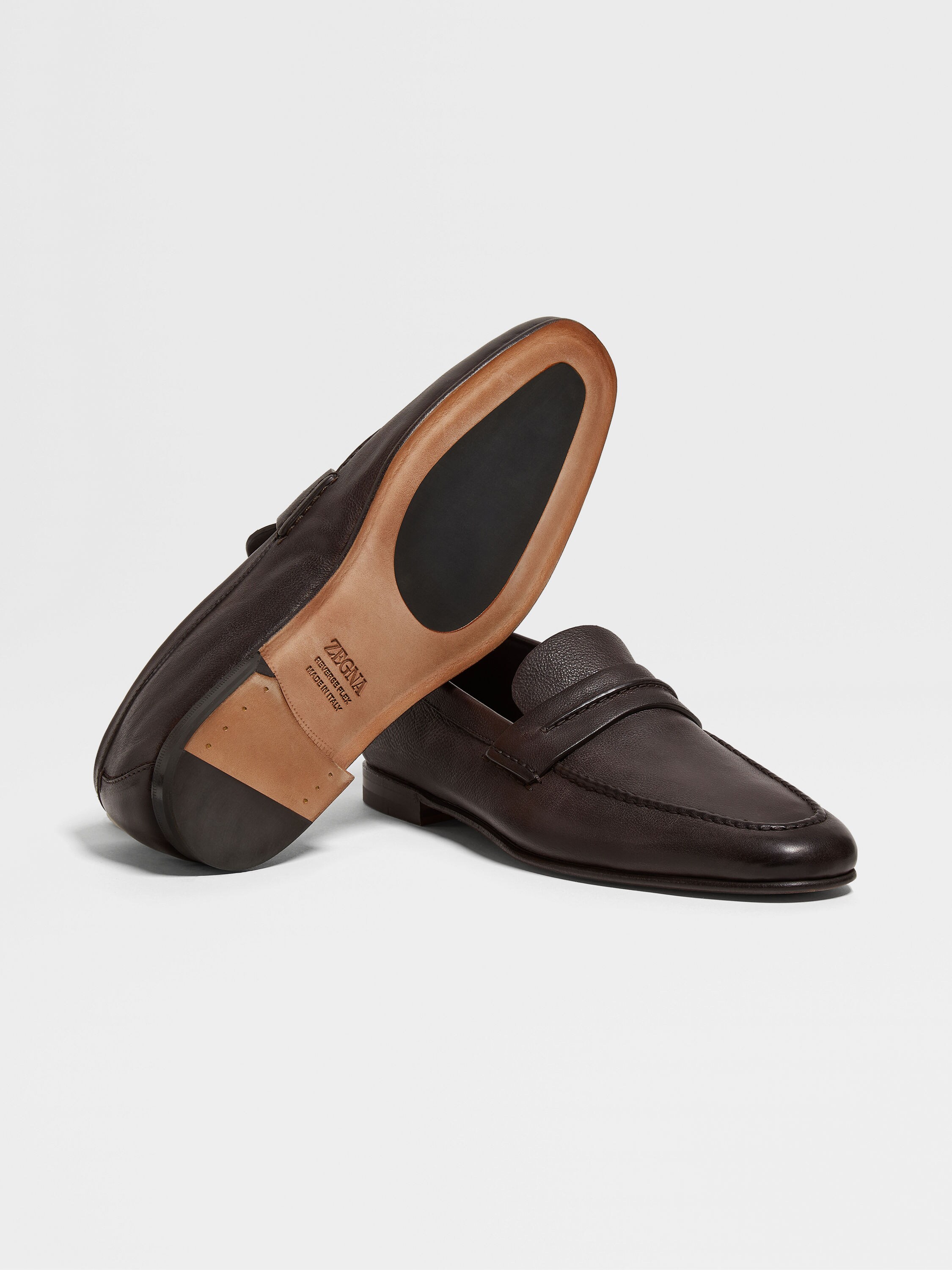Dark Brown Natural Grain Leather Mocassin Loafer Product detail photo #1