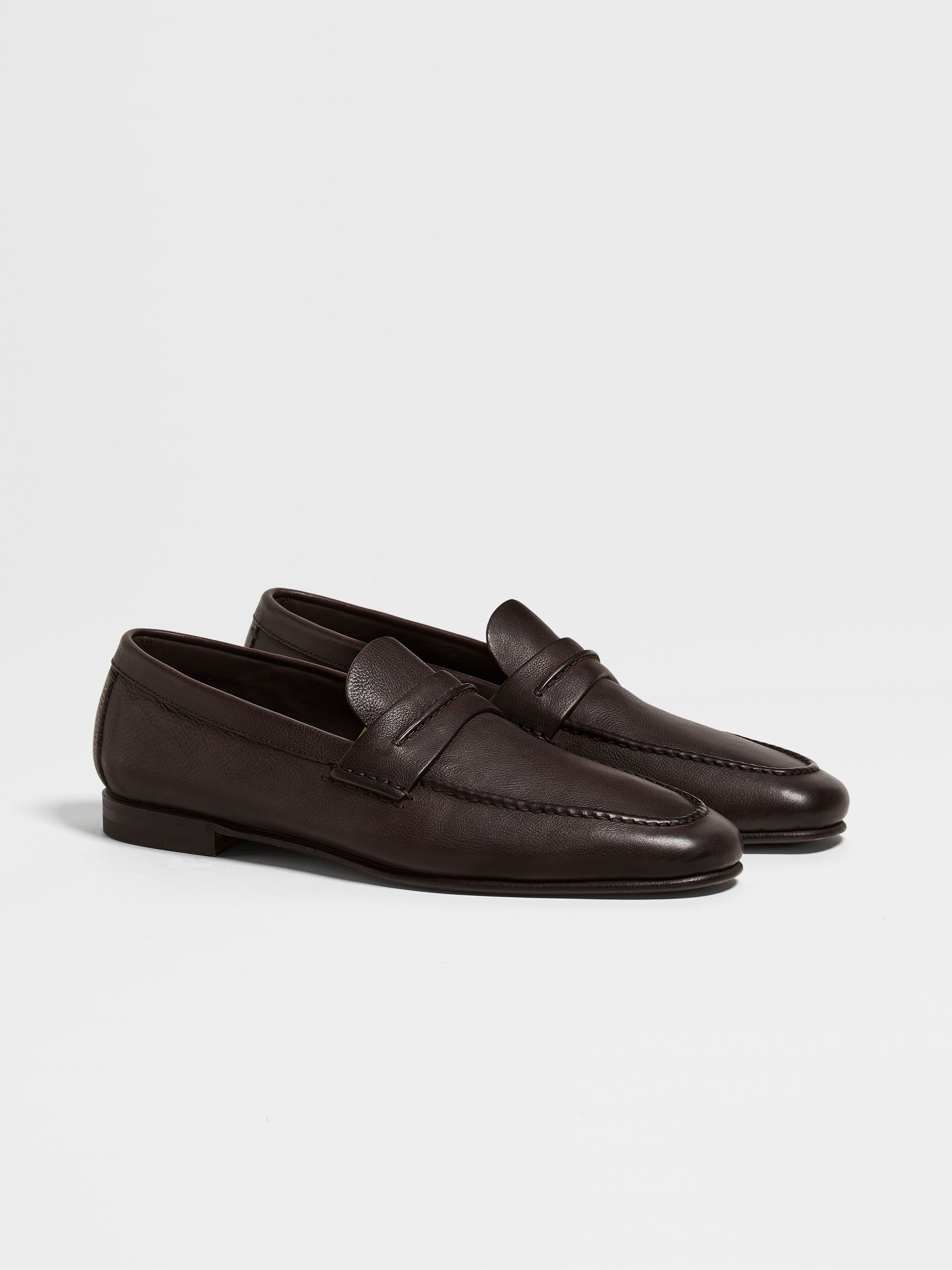 Dark Brown Natural Grain Leather Mocassin Loafer Product detail photo #2