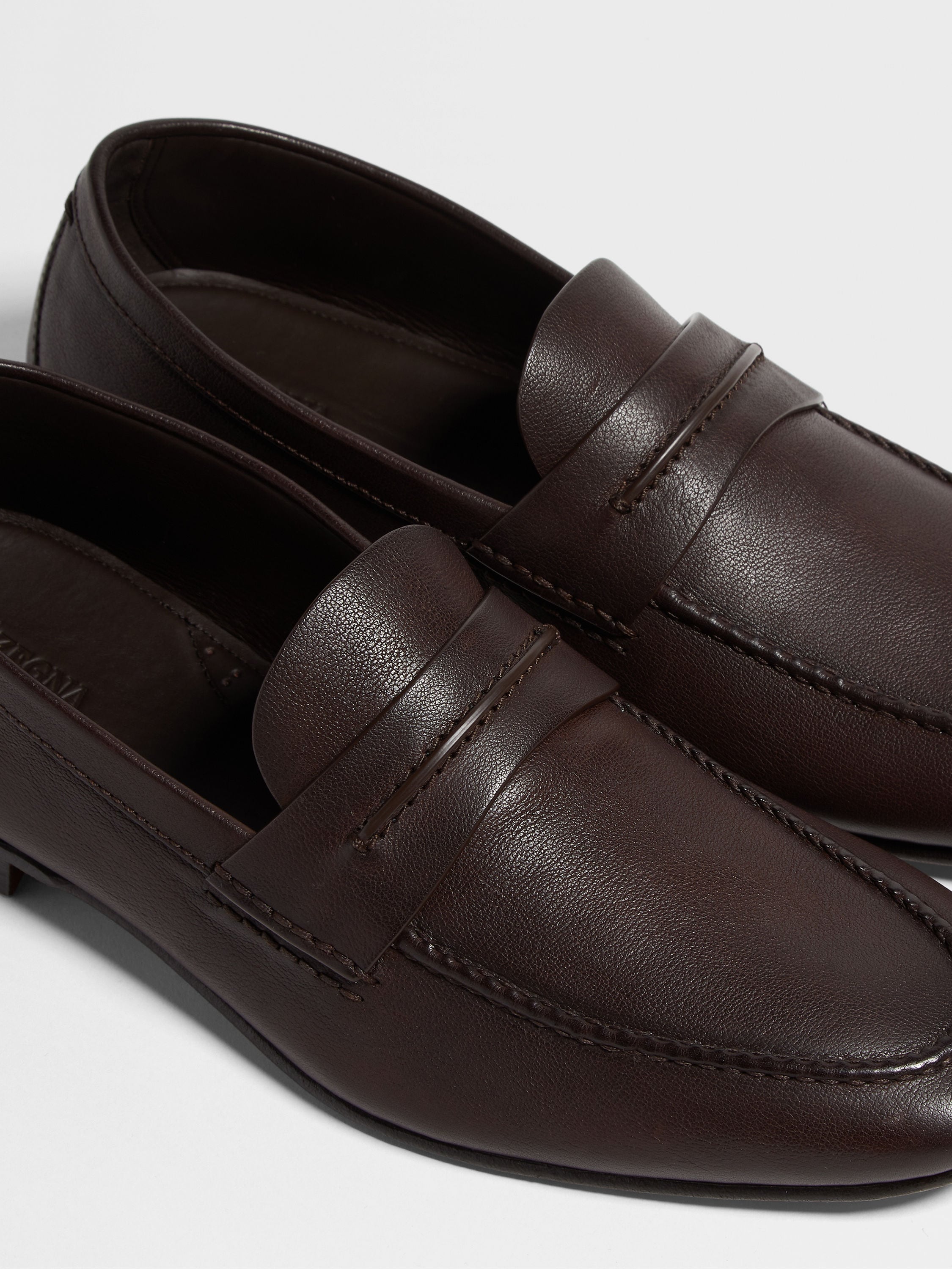 Dark Brown Natural Grain Leather Mocassin Loafer Product detail photo #3