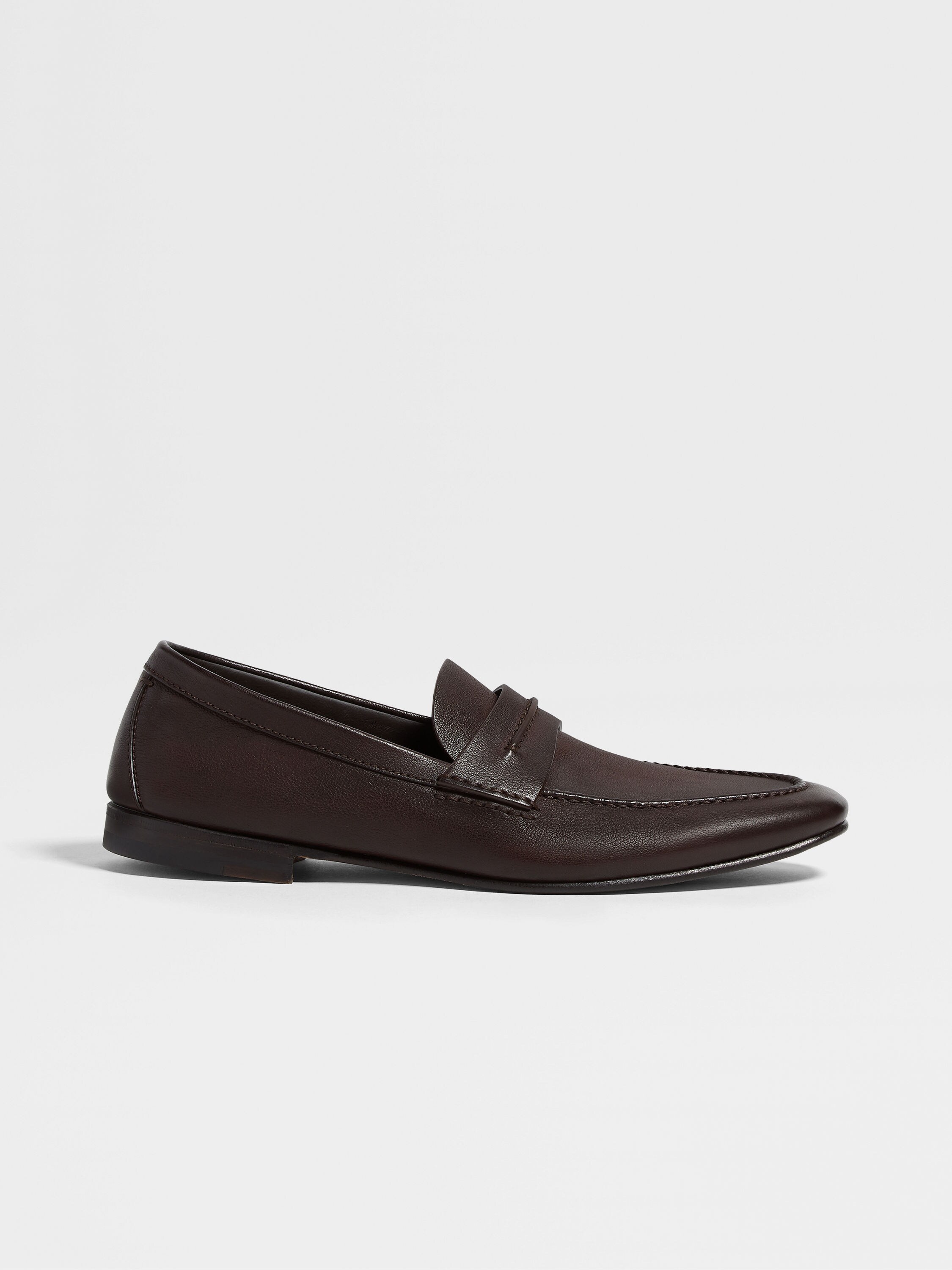 Dark Brown Natural Grain Leather Mocassin Loafer Main product photo