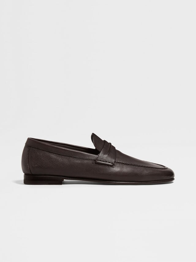 Dark Brown Natural Grain Leather Mocassin Loafer Main product photo