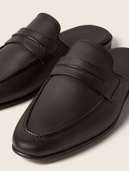 ダークブラウン ナチュラルグレインレザー Mocassin Sabbia ローファー