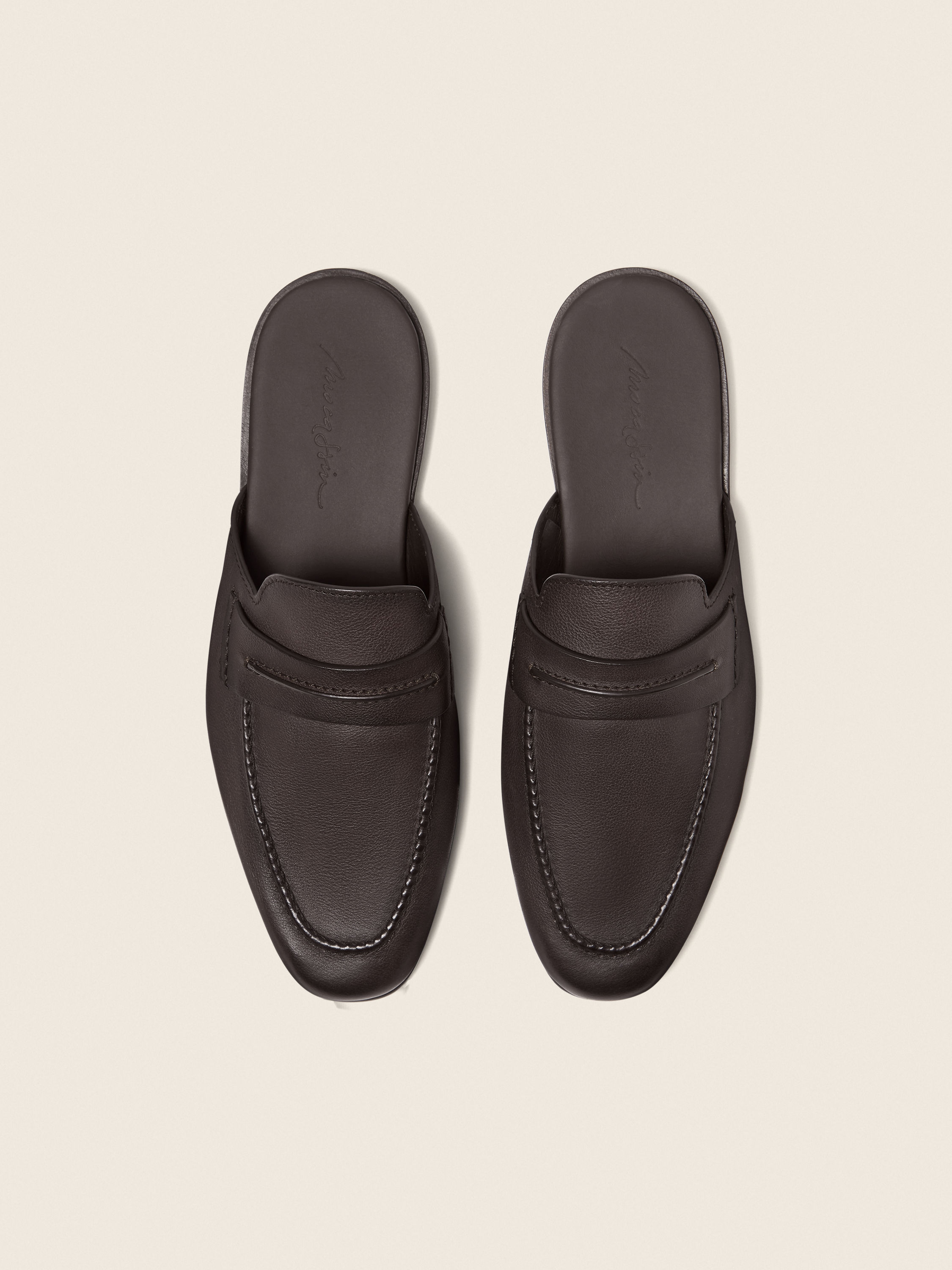 Dark Brown Leather Mocassin Sabbia Loafer Mule Product detail photo #2