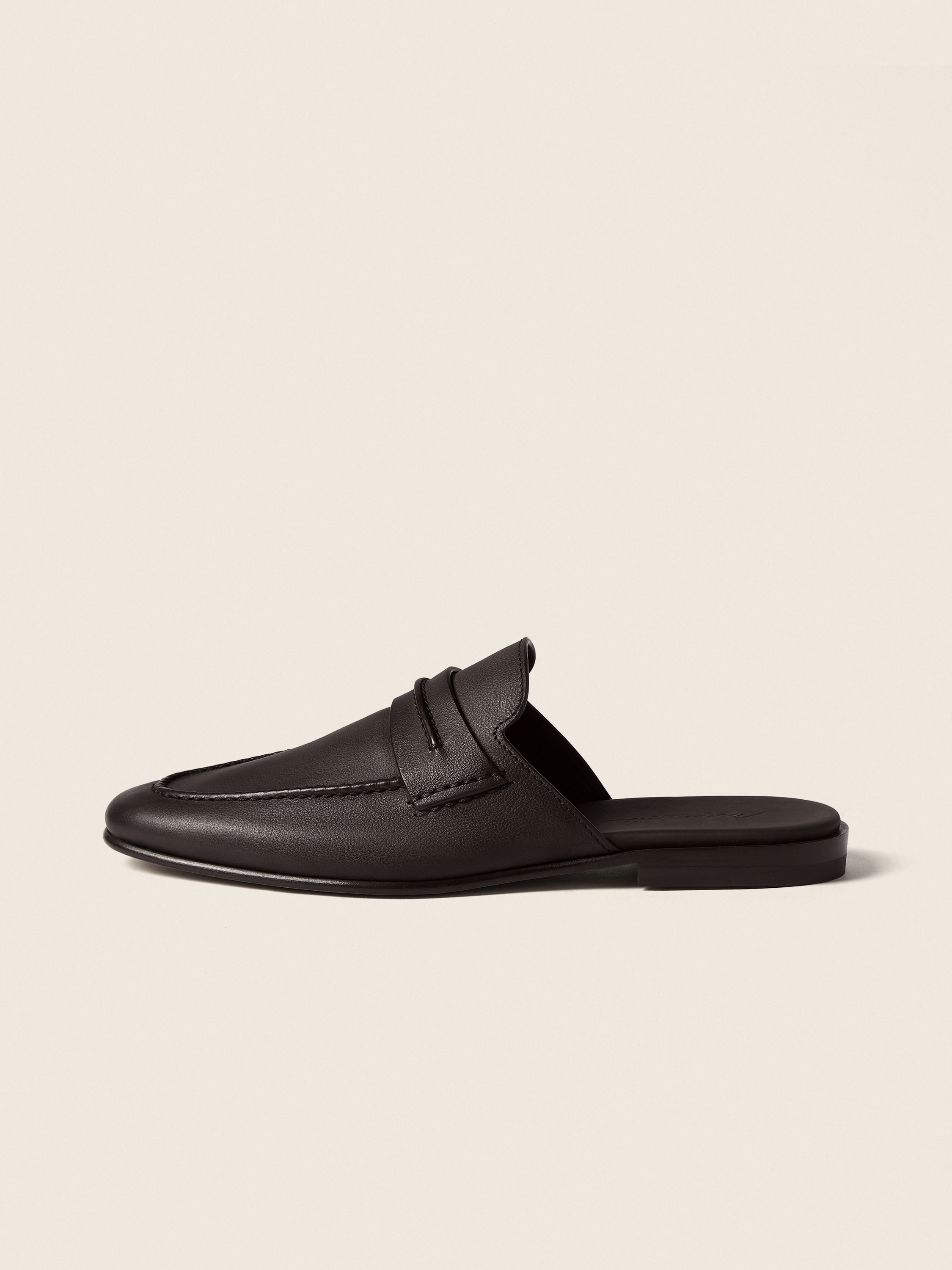 Dark Brown Leather Mocassin Sabbia Loafer Mule Product detail photo #3