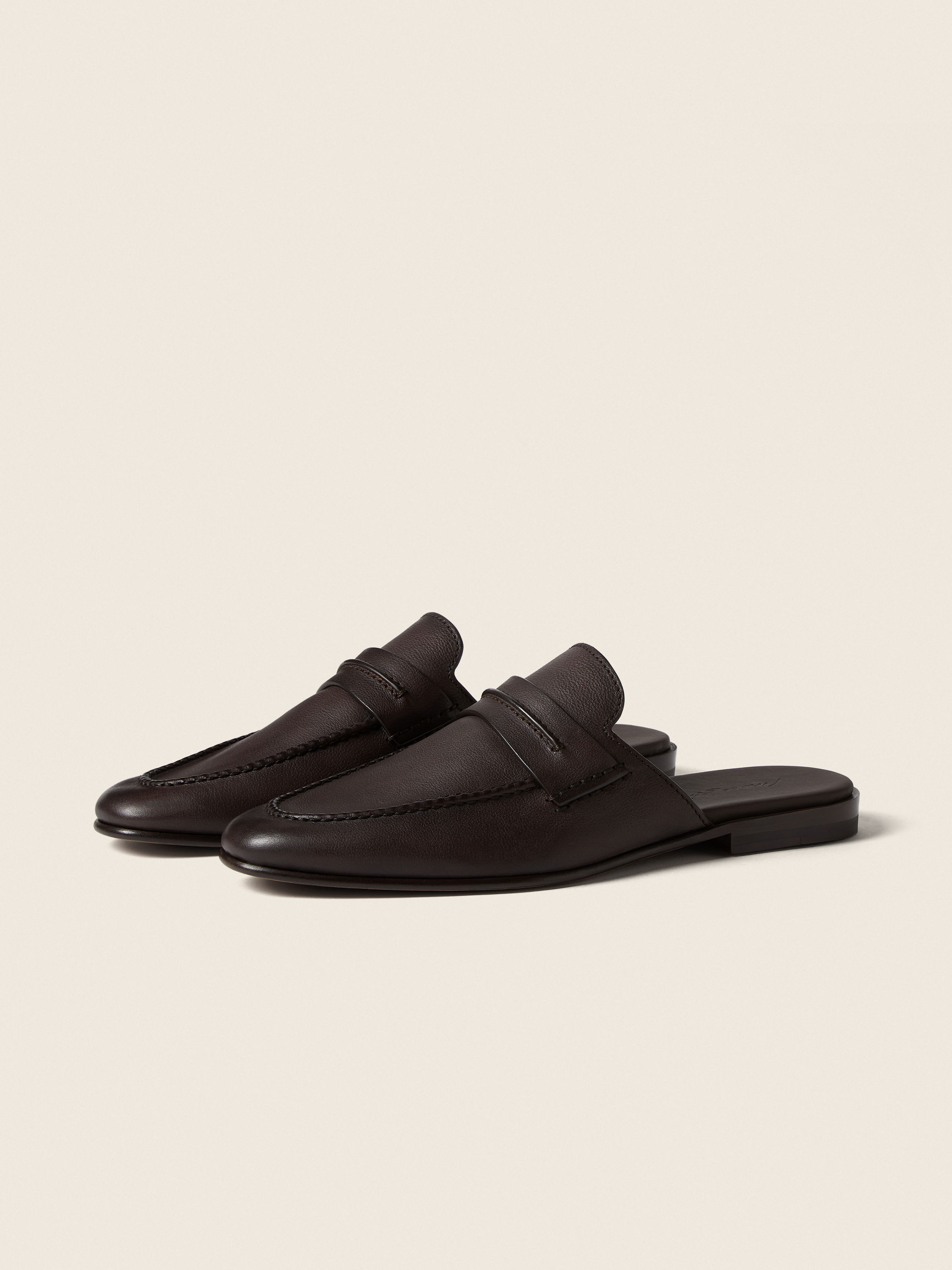 Dark Brown Leather Mocassin Sabbia Loafer Mule Main product photo