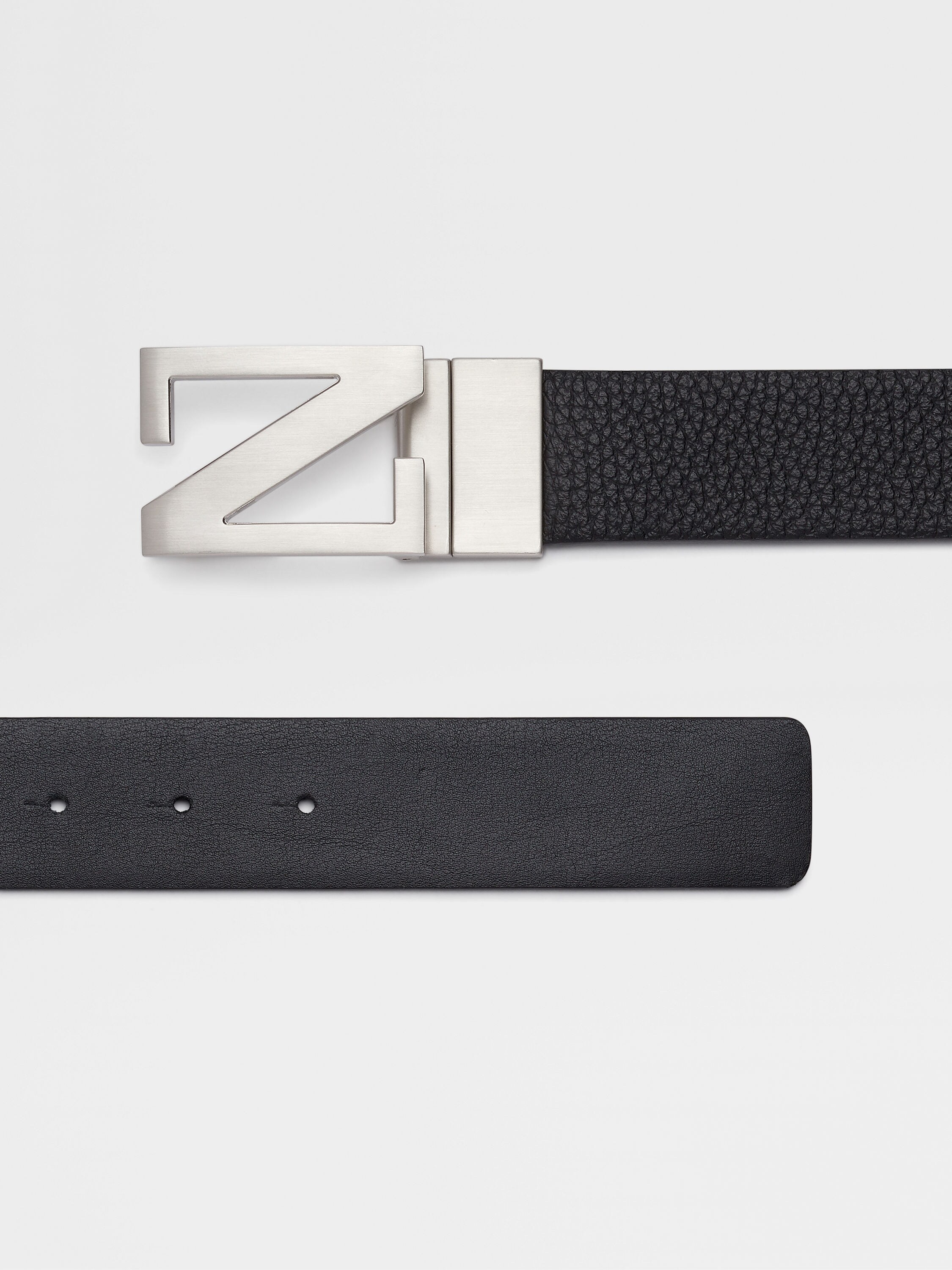 Black Reversible Leather Belt Product detail photo #1