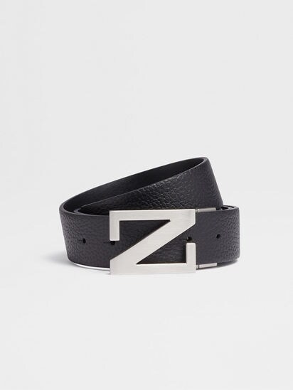 Reversible leather belt - Black