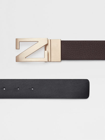 Dark Brown and Black Reversible Leather Belt SS24 22983167 | Zegna CA