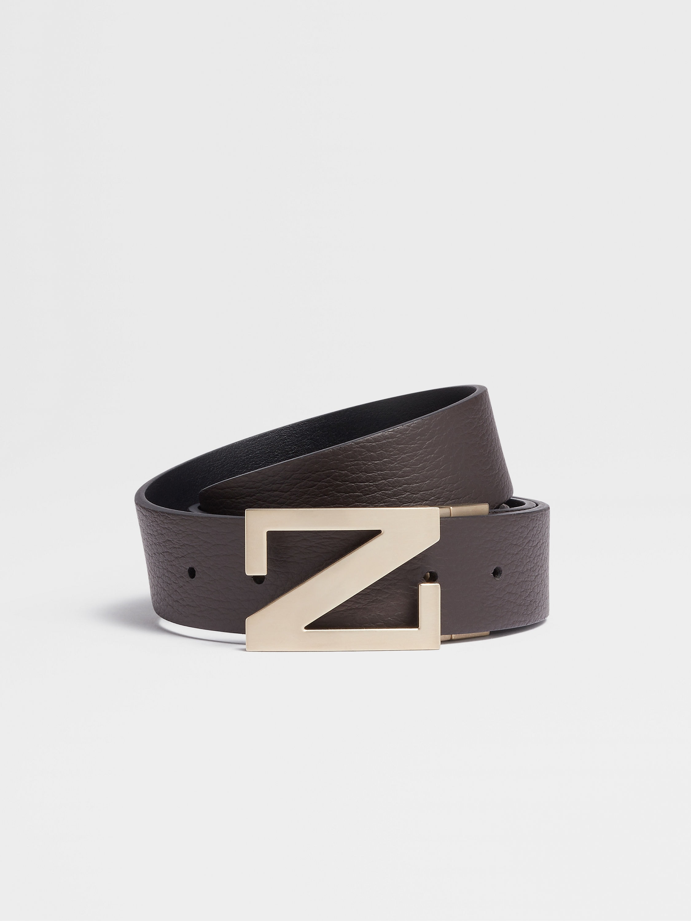 Dark Brown and Black Reversible Leather Belt SS24 22983167 | Zegna EE