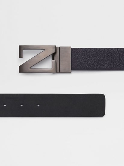 Navy Blue and Black Reversible Leather Belt SS25 22983190 Navy Blue and Black Reversible Leather Belt SS25 22983190