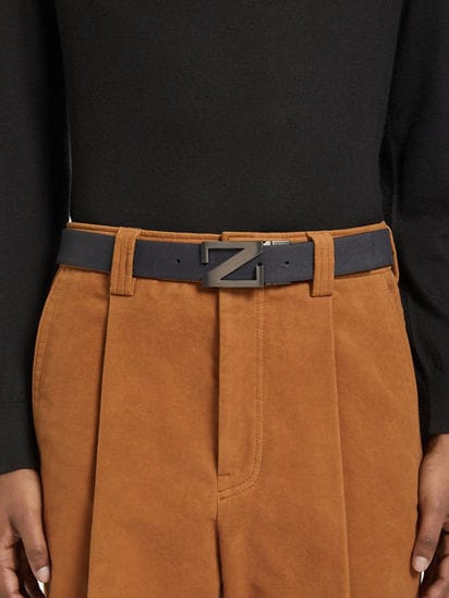 Navy Blue and Black Reversible Leather Belt SS25 22983190 Navy Blue and Black Reversible Leather Belt SS25 22983190