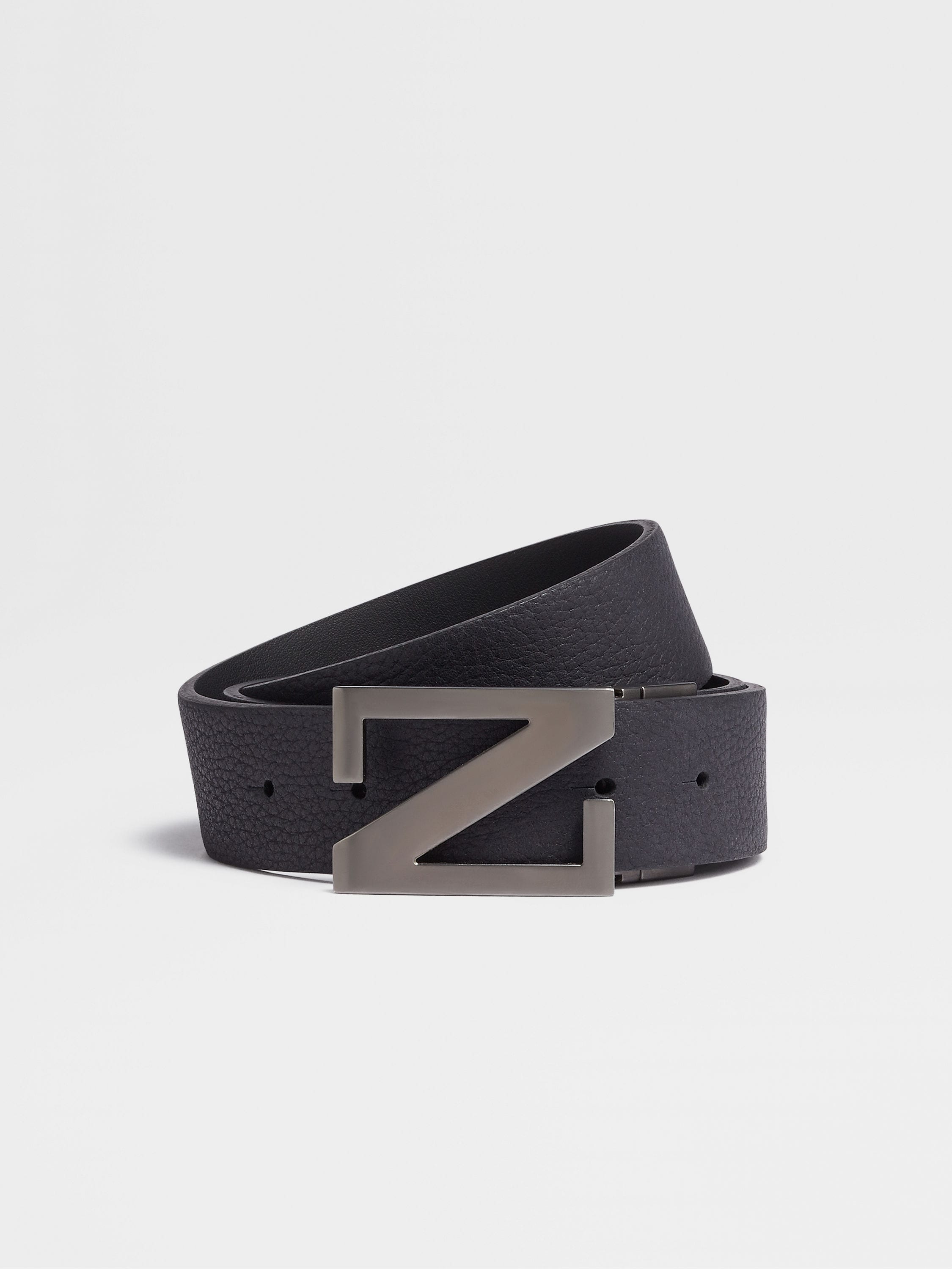 Navy Blue and Black Reversible Leather Belt SS24 22983190 | Zegna HK