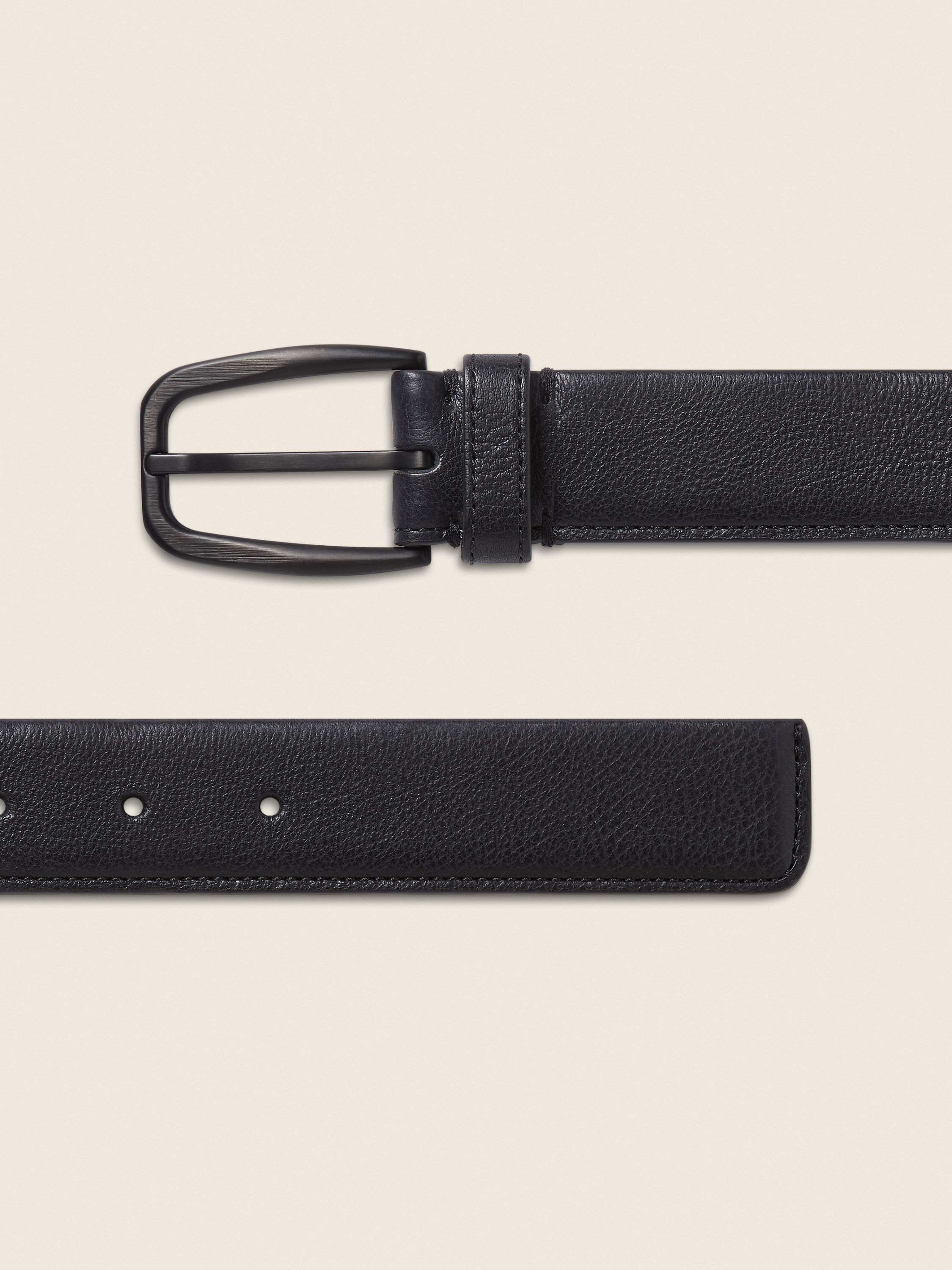 Black Natural Grain Leather Belt Product detail photo #1