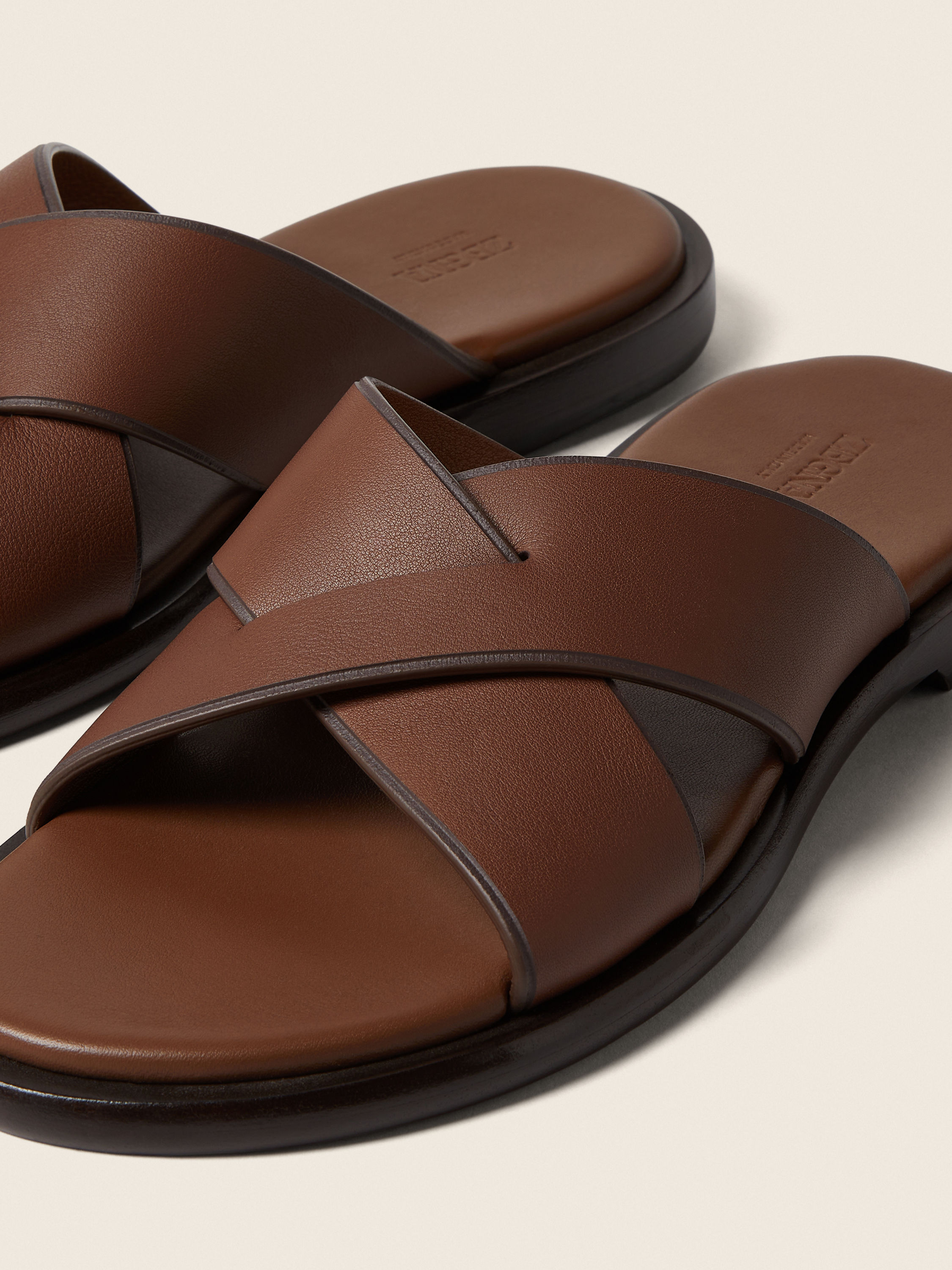 Almond Brown Leather Sandal Product detail photo #1