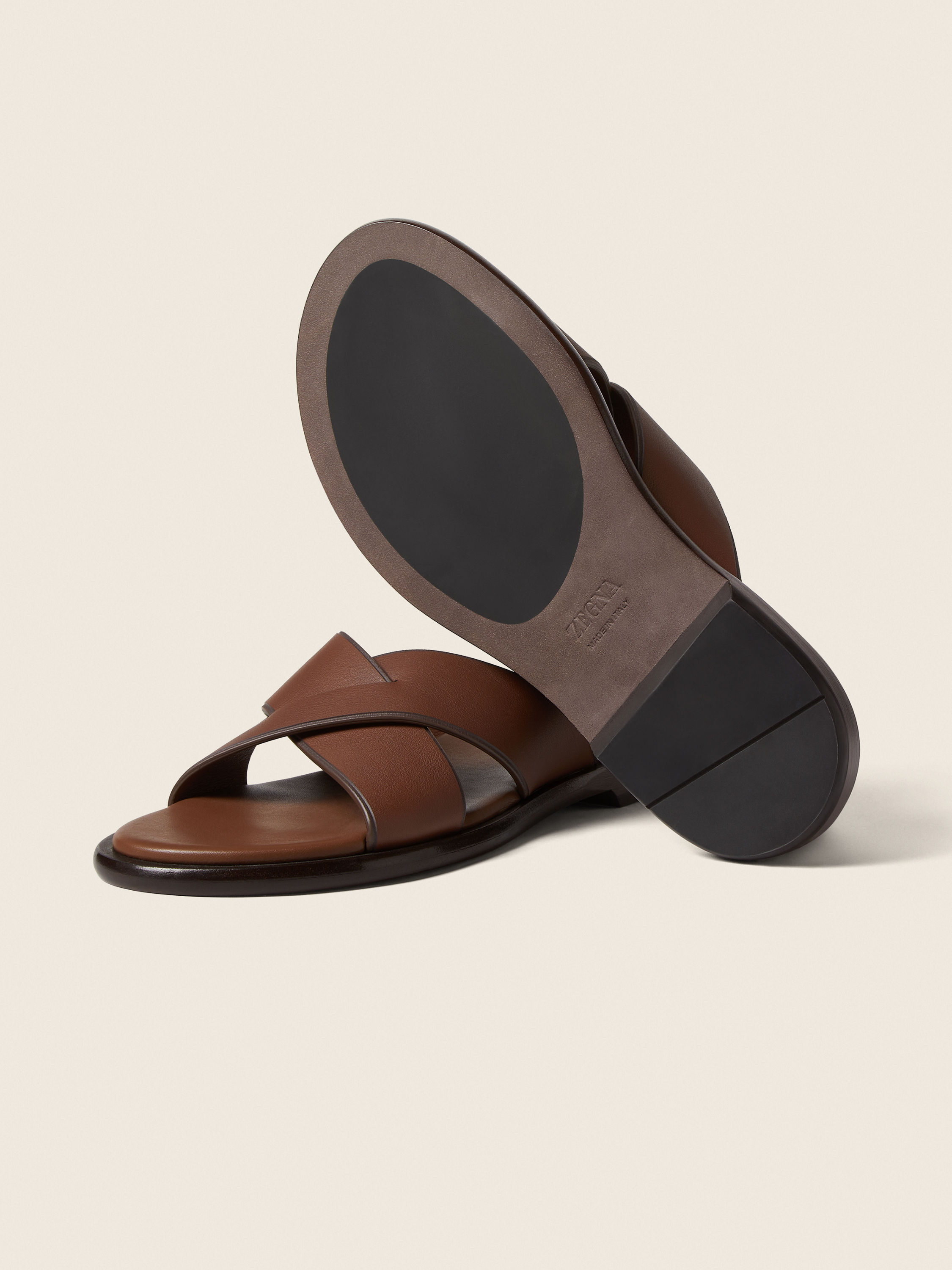 Almond Brown Leather Sandal Product detail photo #4