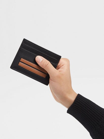 Black Leather Card Case FW25 22983748 | Zegna ES
