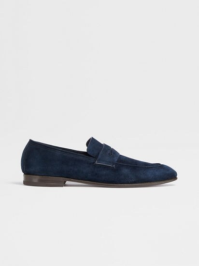 Navy blue suede deals loafers mens