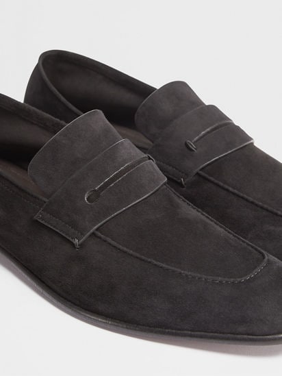 Black Suede L'Asola Loafers FW24 22065910 | Zegna US