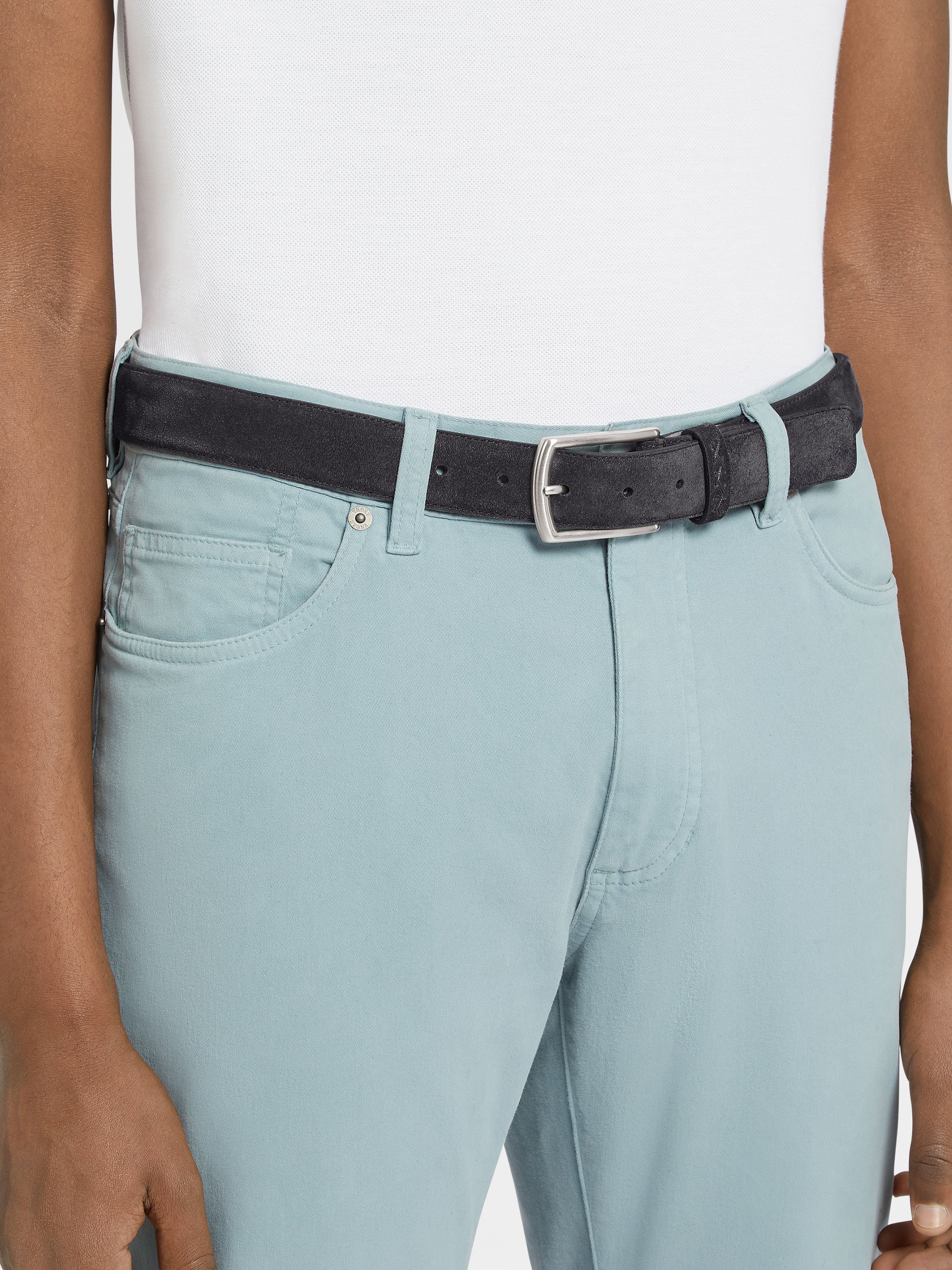 Cintura in Suede Blu Navy Foto #2 di dettaglio del prodotto