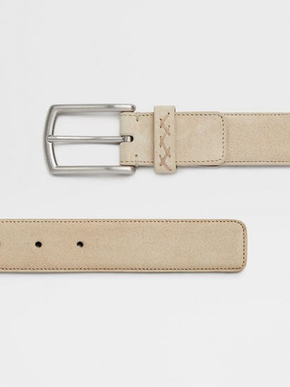 Beige Suede Leather Belt