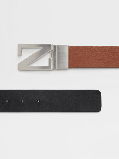 Zegna Reversible Leather Buckle Belt, Belts