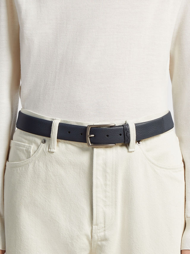 Navy Blue Leather Belt Product detail photo #2