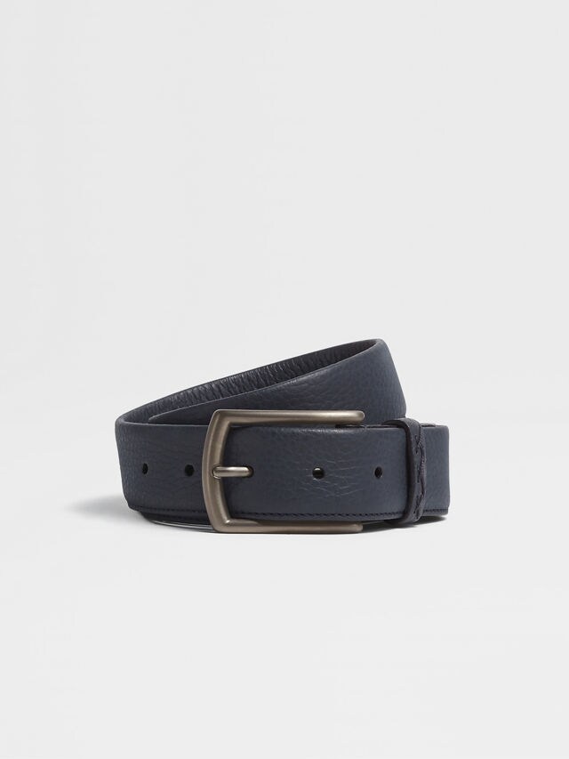 Navy Blue Leather Belt Main product photo