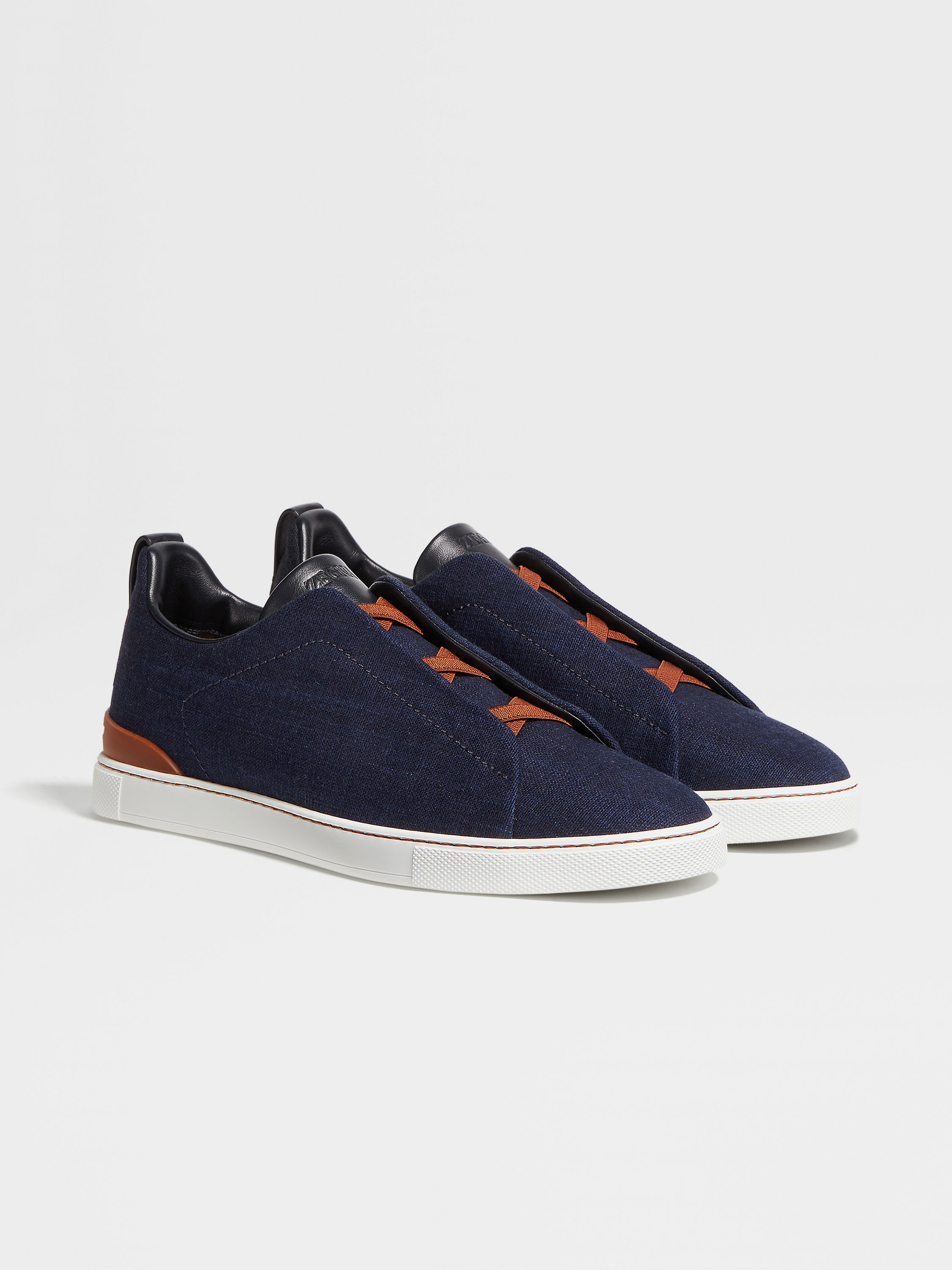 Navy Blue Cotton Denim Triple Stitch™ Sneakers Navy Blue Cotton Denim Triple Stitch™ Sneakers