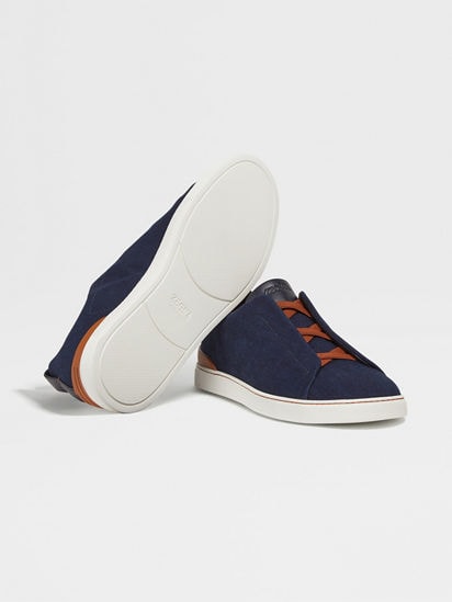 Navy Blue Cotton Denim Triple Stitch™ Sneakers FW24 25694150 | Zegna US Navy Blue Cotton Denim Triple Stitch™ Sneakers FW24 25694150 | Zegna US