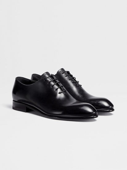 Zegna male Black Hand Buffed Leather Vienna Evening Wholecut Oxford Black 13