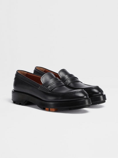 Black Hand-Buffed Leather Udine Loafers SS25 22030450 | Zegna US Black Hand-Buffed Leather Udine Loafers SS25 22030450 | Zegna US