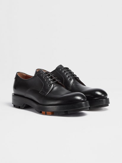 Black Hand-Buffed Leather Udine Derby Shoes SS25 22125576 Black Hand-Buffed Leather Udine Derby Shoes SS25 22125576