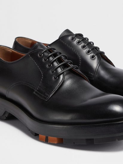 Black Hand-Buffed Leather Udine Derby Shoes SS25 22125576 Black Hand-Buffed Leather Udine Derby Shoes SS25 22125576