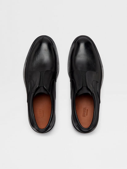 Black Leather Udine Derby Shoes SS25 22031800 | Zegna JP
