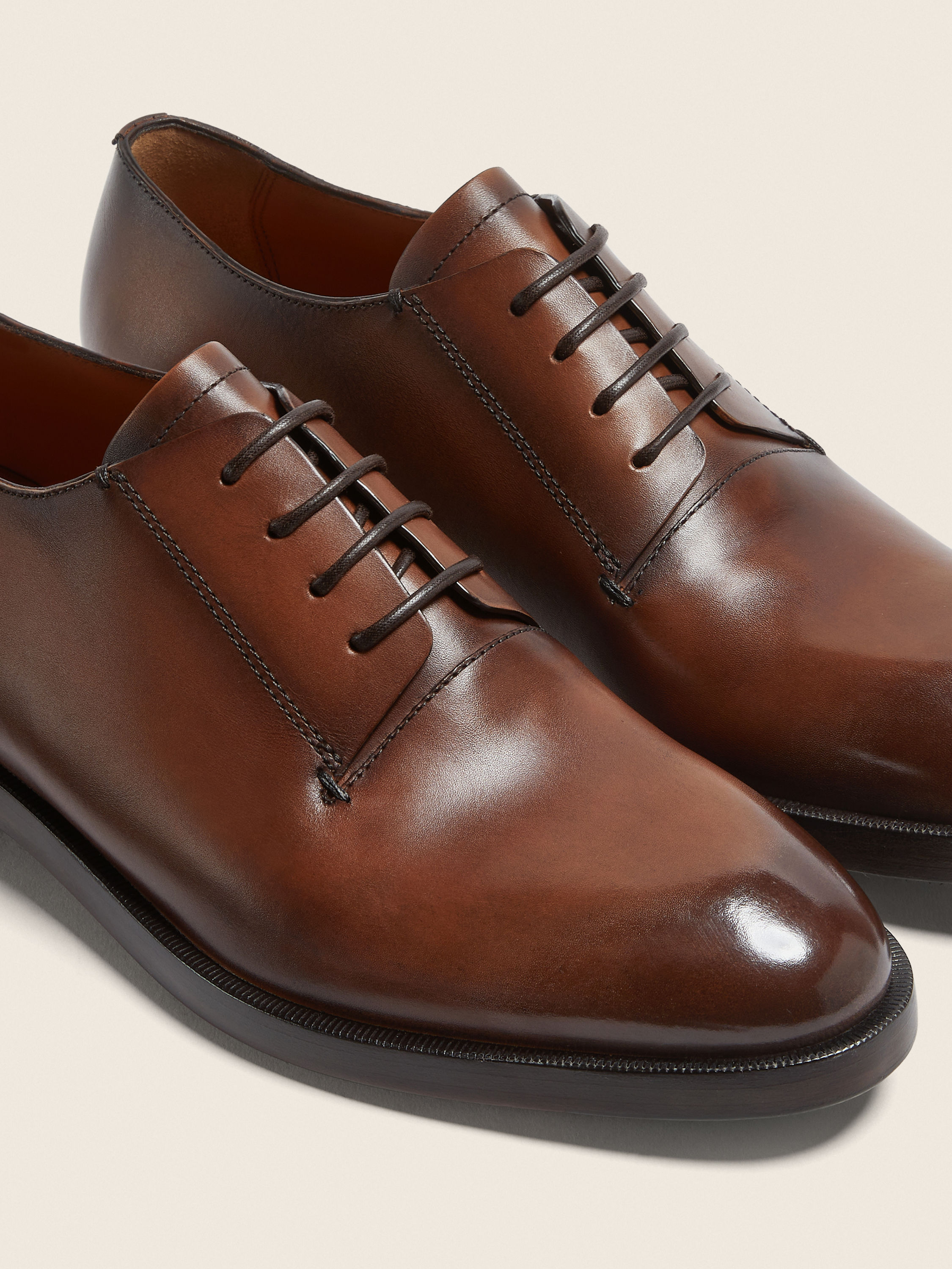 Light Brown Leather Derby Shoes Product detail photo #1