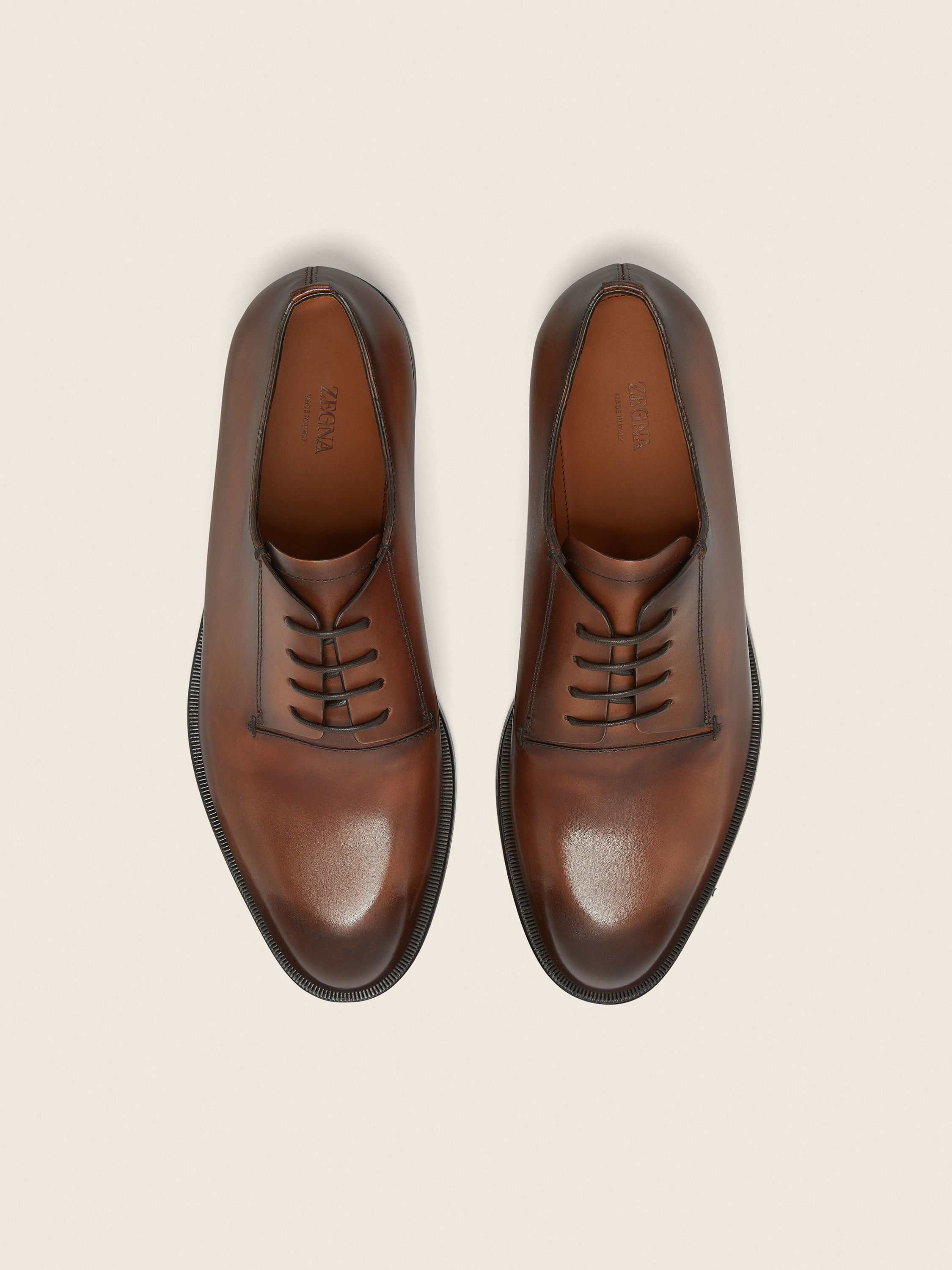Light Brown Leather Derby Shoes Product detail photo #2