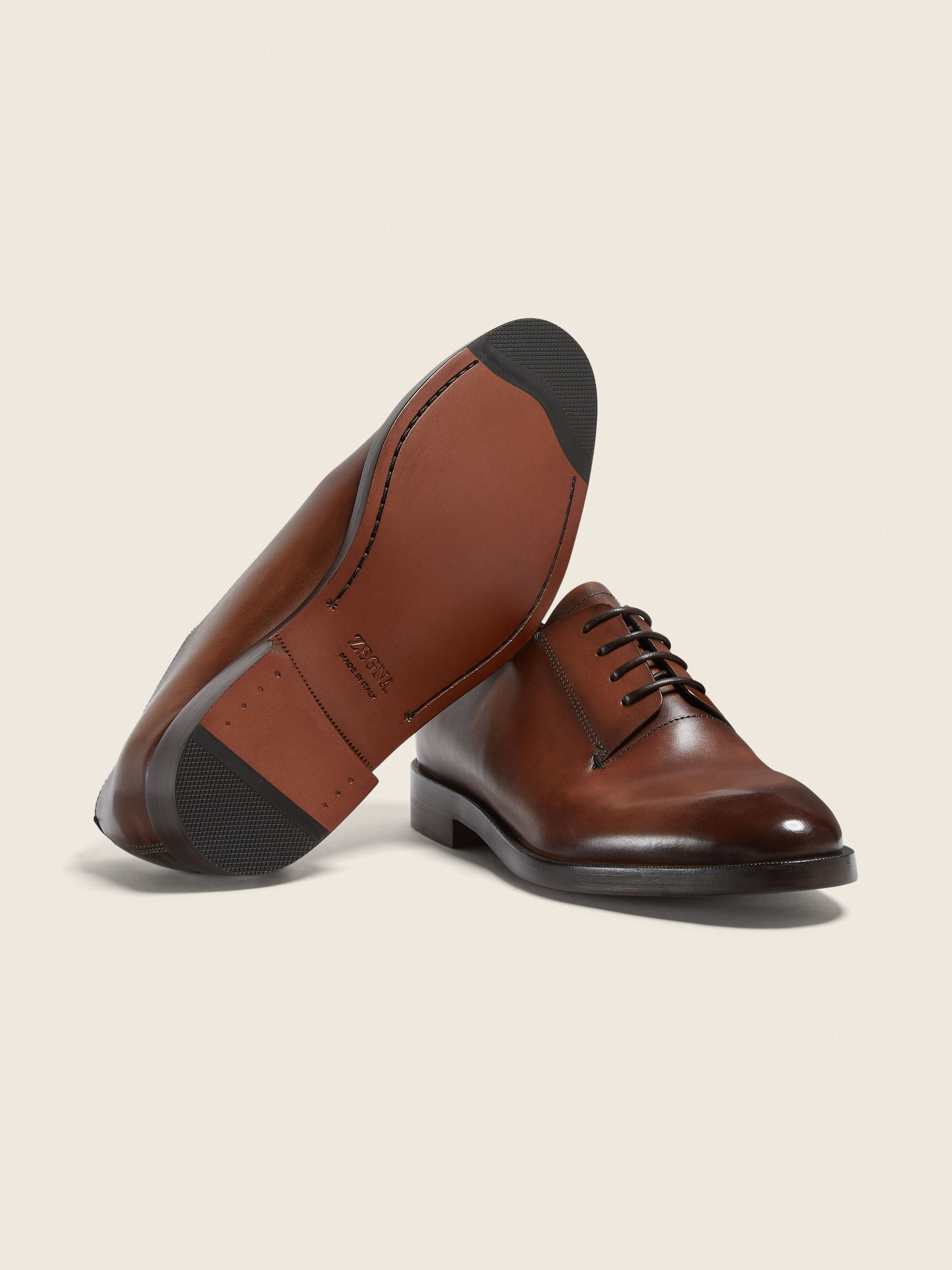 Light Brown Leather Derby Shoes Product detail photo #4
