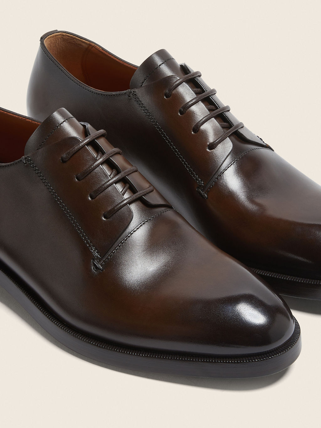 Brown Leather Derby Shoes by Zegna