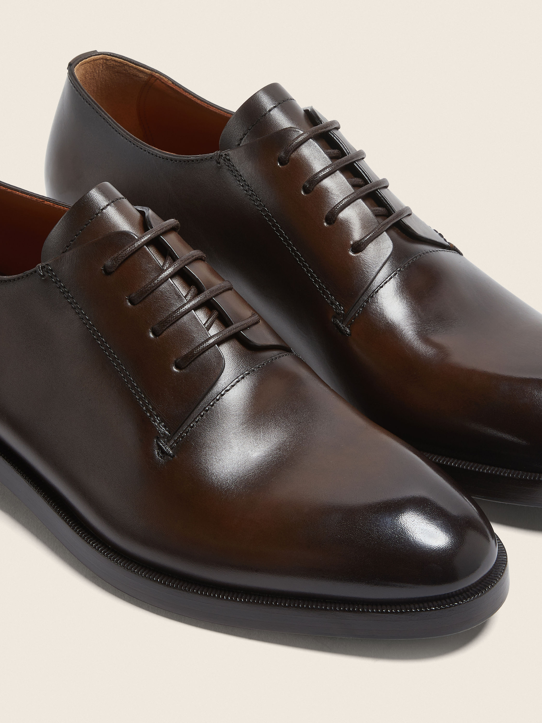 Brown Leather Derby Shoes Product detail photo #1