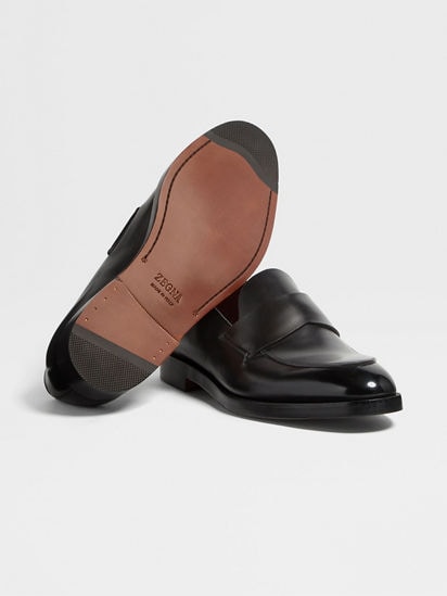 Black Leather Torino Loafers FW24 26492563 | Zegna ROW